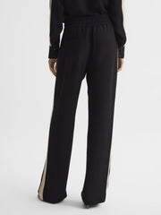 Reiss Trousers | Aria Wide Leg Stripe Trousers Black - Women
