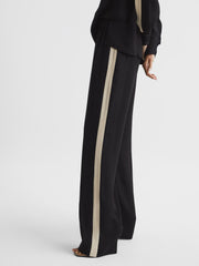 Reiss Trousers | Aria Wide Leg Stripe Trousers Black - Women