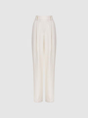 Reiss Trousers | Arleth Wide Leg High Rise Pinstripe Trousers White - Women