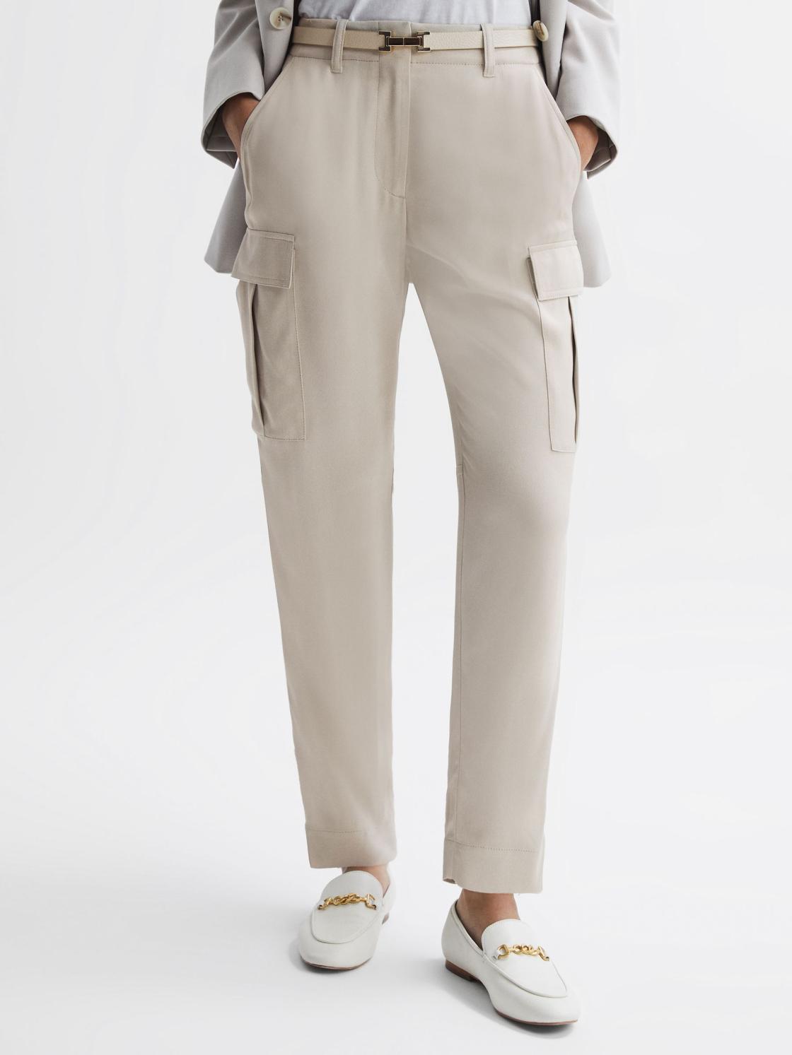 Reiss Trousers | Becca Tapered Combat Trousers Stone - Women