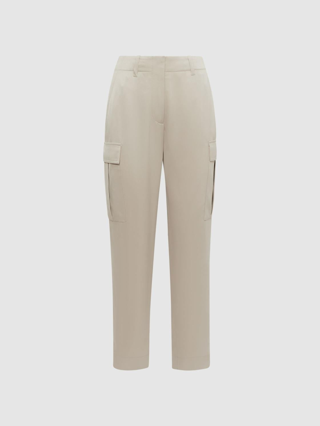 Reiss Trousers | Becca Tapered Combat Trousers Stone - Women