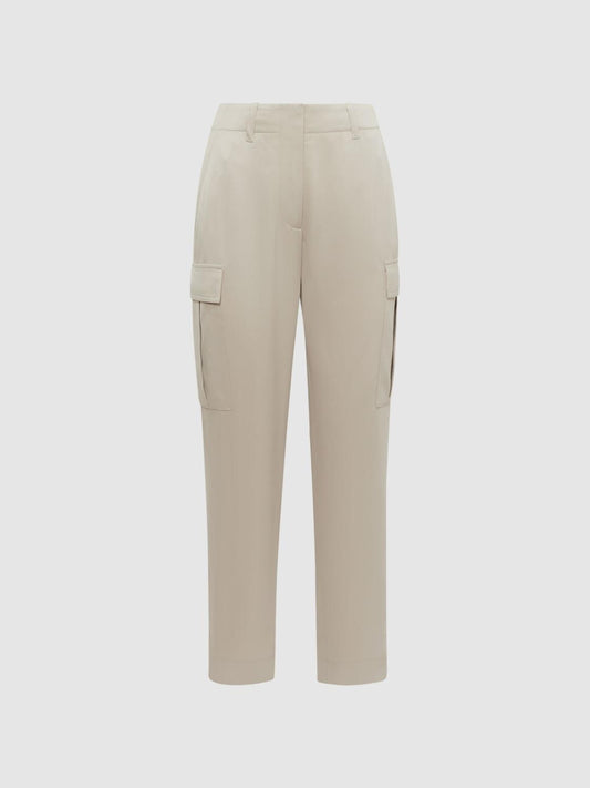 Reiss Trousers | Becca Tapered Combat Trousers Stone - Women