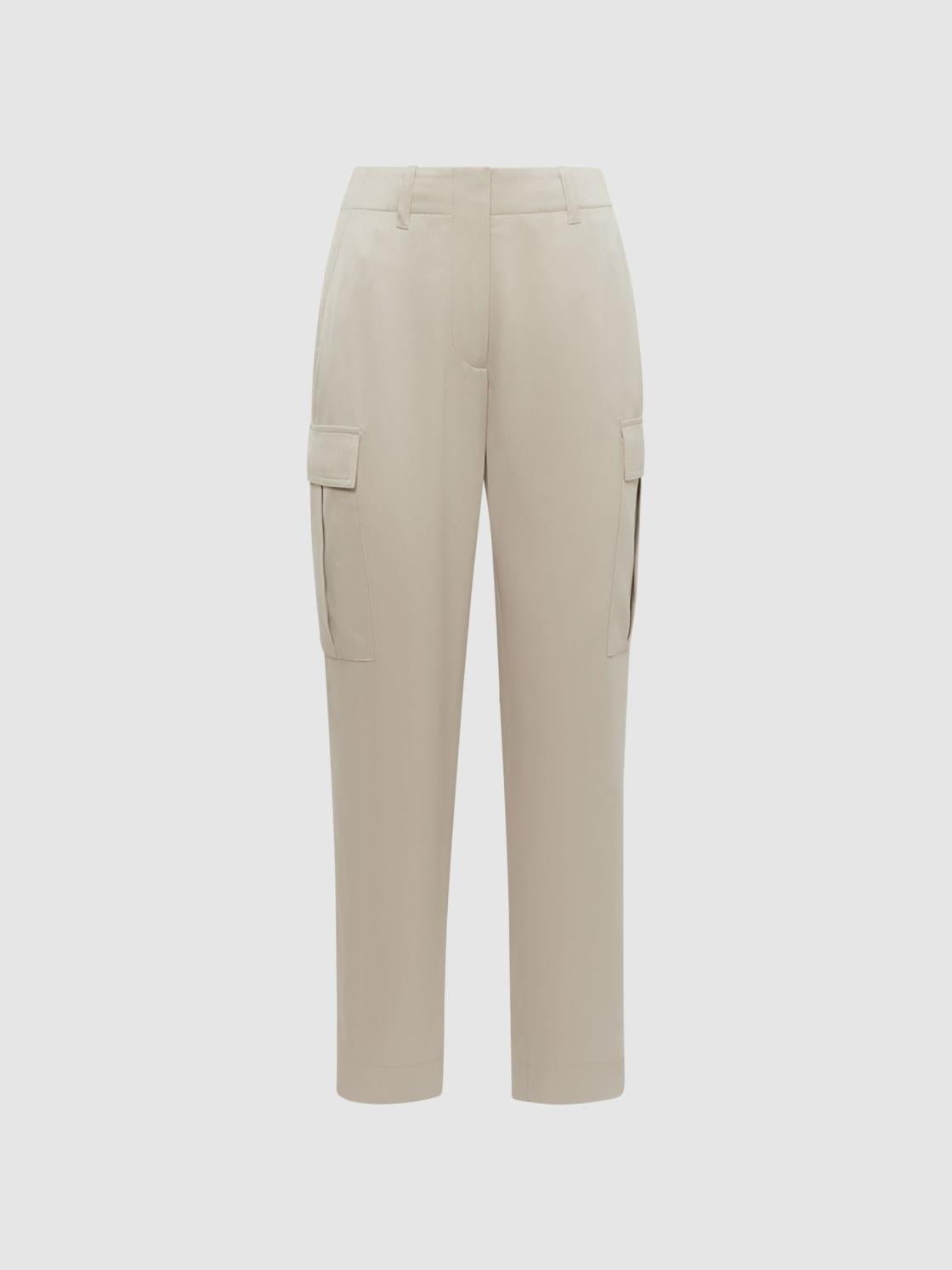 Reiss Trousers | Becca Tapered Combat Trousers Stone - Women