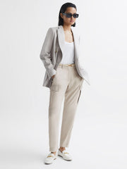 Reiss Trousers | Becca Tapered Combat Trousers Stone - Women