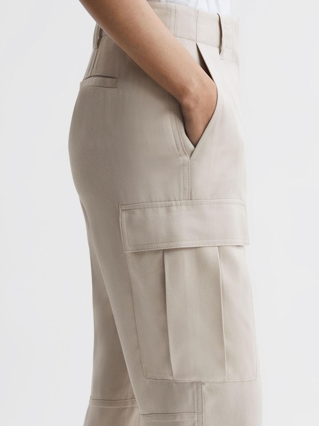 Reiss Trousers | Becca Tapered Combat Trousers Stone - Women