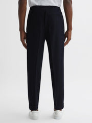 Reiss Trousers | Berry Seersucker Elasticated Trousers Navy - Men