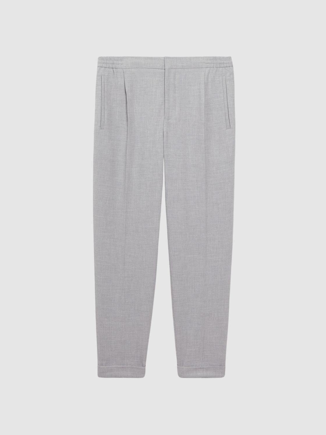 Reiss Trousers | Berry Seersucker Elasticated Trousers Soft Grey - Men