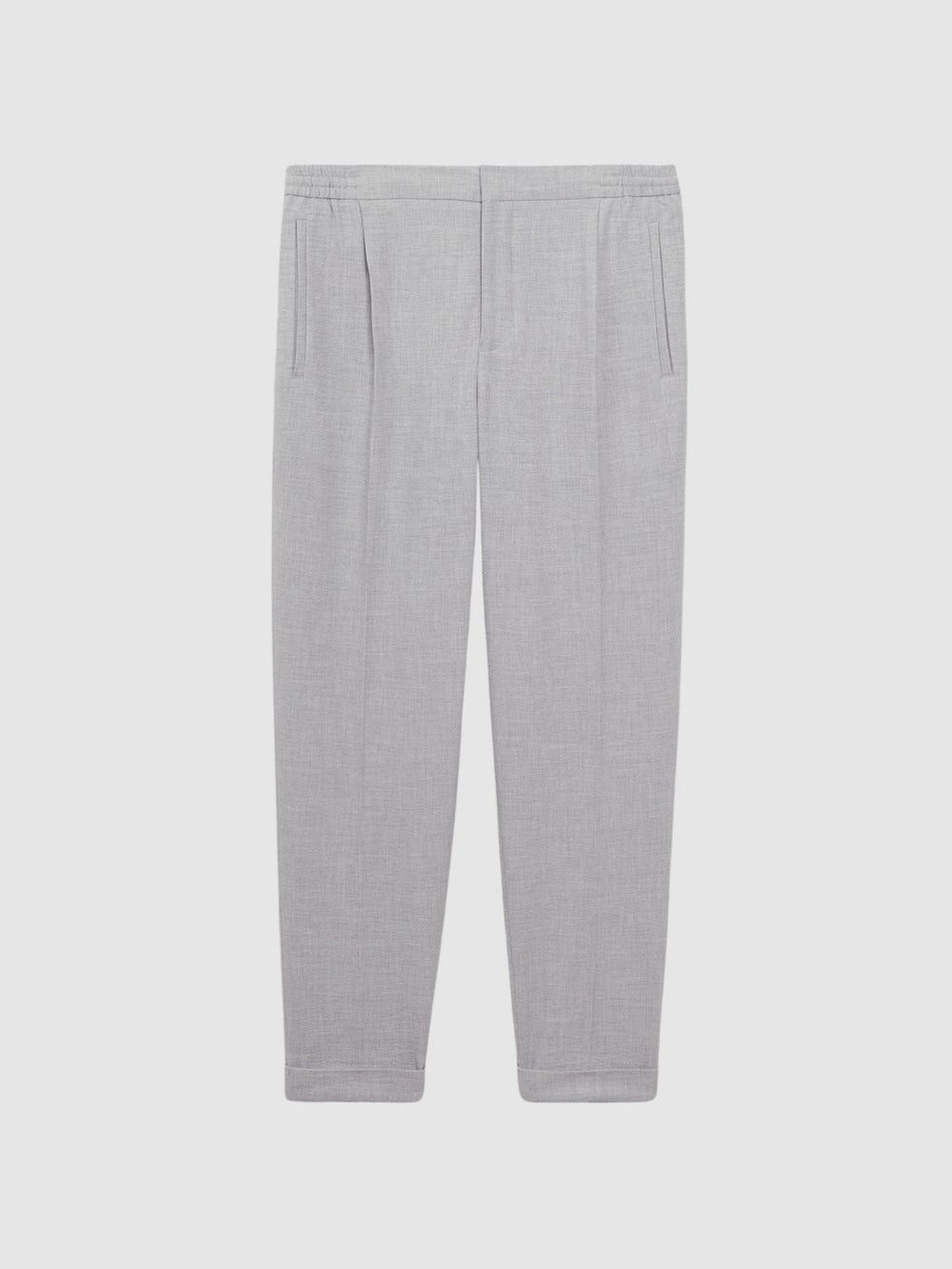 Reiss Trousers | Berry Seersucker Elasticated Trousers Soft Grey - Men