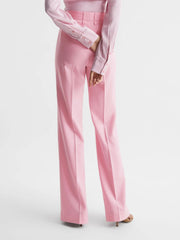 Reiss Trousers | Blair High Rise Wide Leg Trousers Pink - Women
