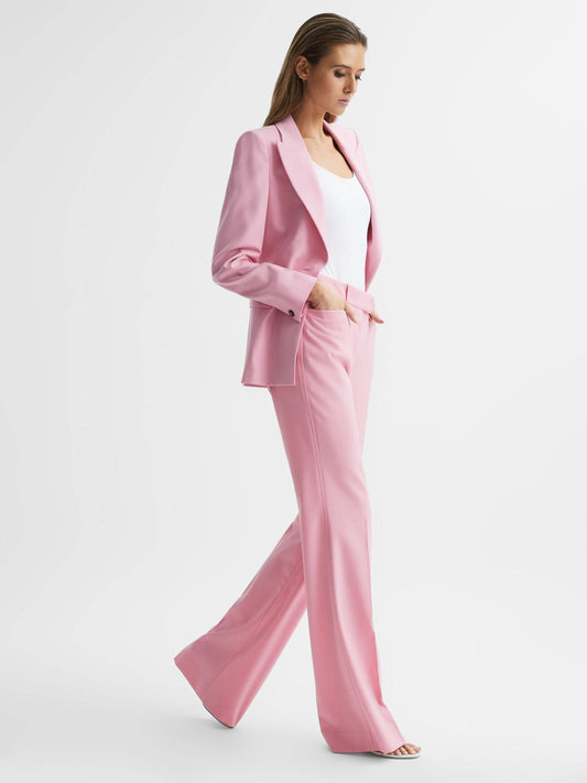 Reiss Trousers | Blair High Rise Wide Leg Trousers Pink - Women