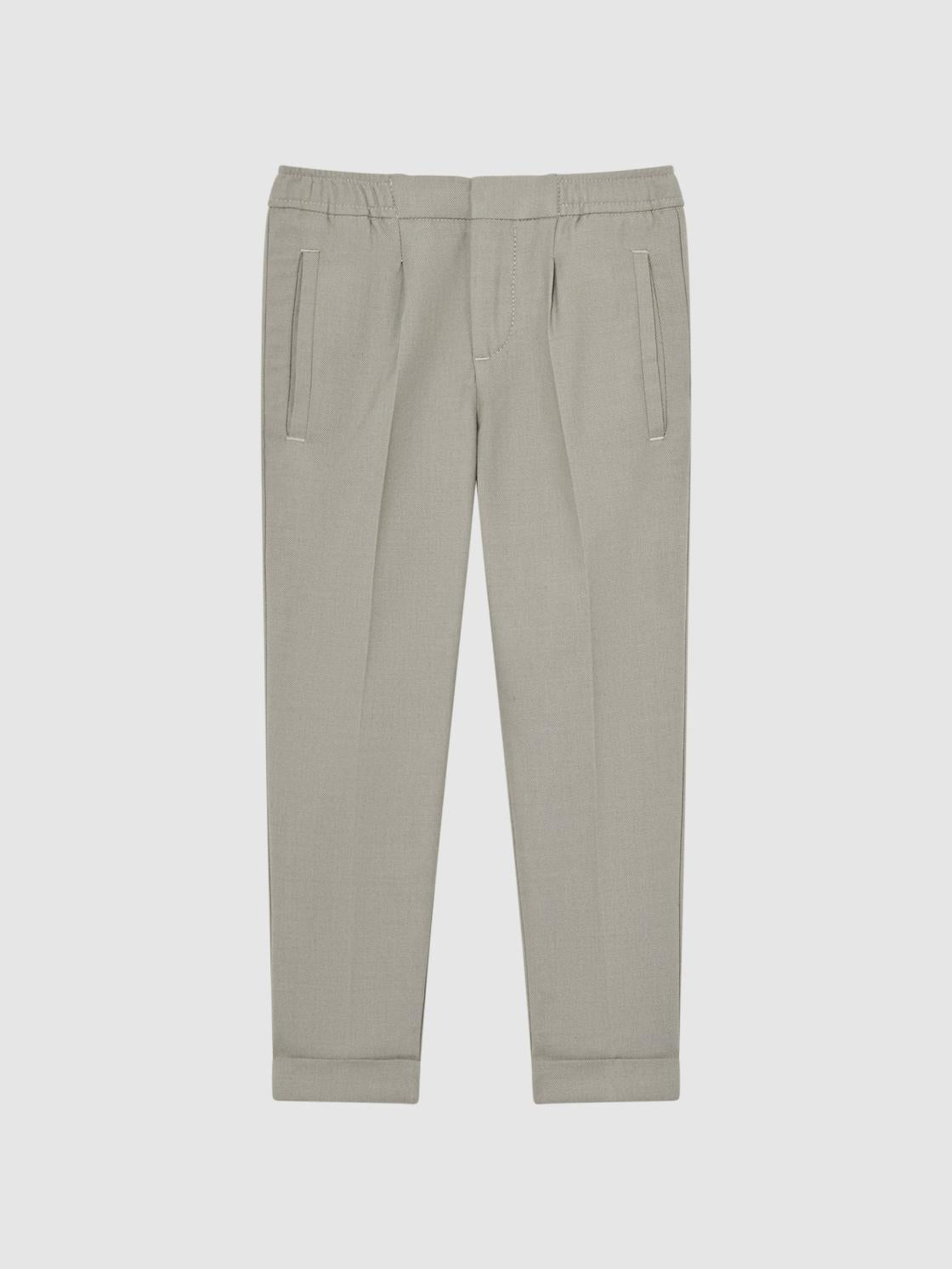 Reiss Trousers | Brighton Pleat Front Relaxed Trousers Taupe - Children