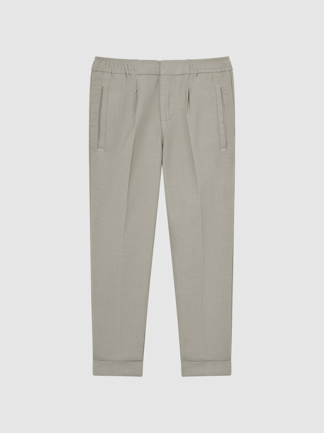 Reiss Trousers | Brighton Pleat Front Relaxed Trousers Taupe - Children