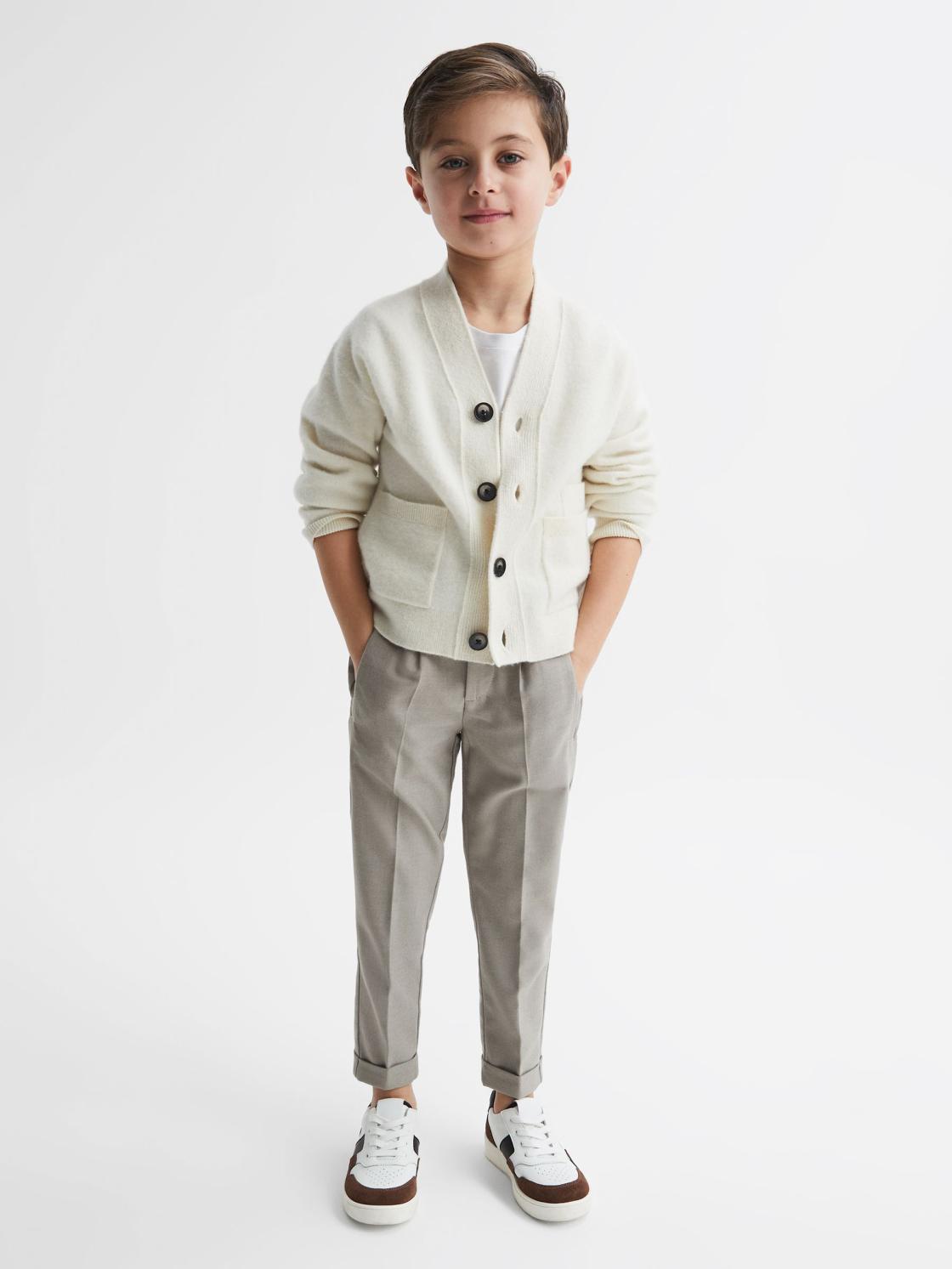 Reiss Trousers | Brighton Pleat Front Relaxed Trousers Taupe - Children