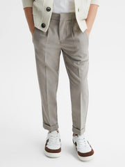 Reiss Trousers | Brighton Pleat Front Relaxed Trousers Taupe - Children