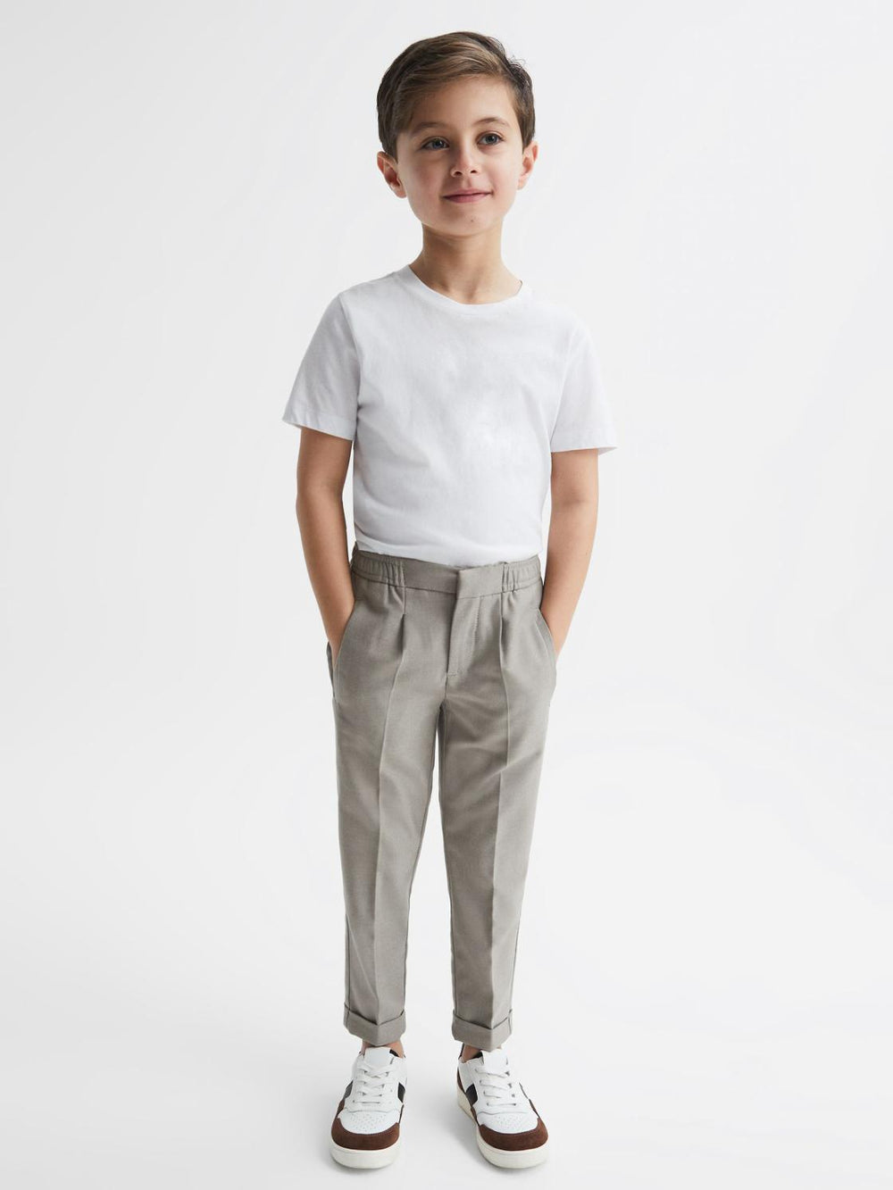 Reiss Trousers | Brighton Pleat Front Relaxed Trousers Taupe - Children