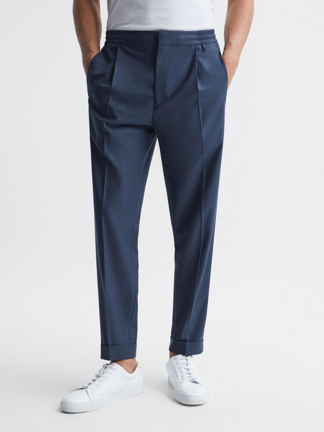 Reiss Trousers | Brighton Pleat Front Trousers Airforce Blue - Men