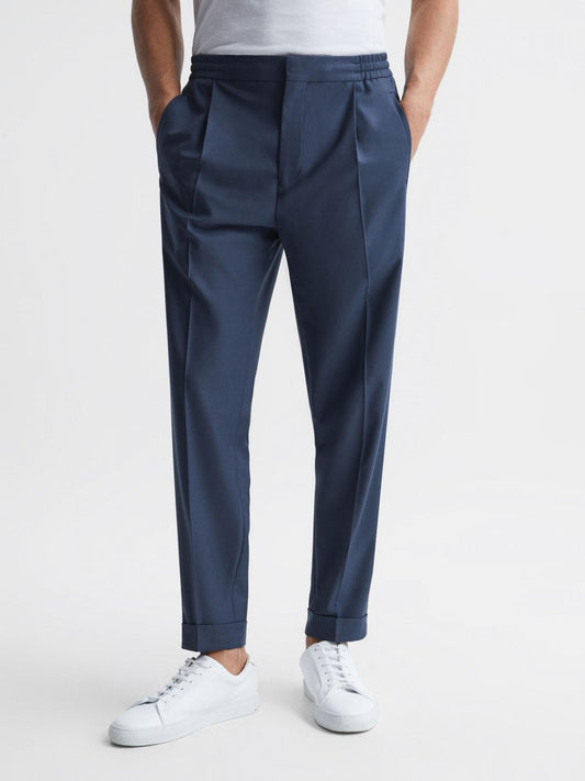Reiss Trousers | Brighton Pleat Front Trousers Airforce Blue - Men
