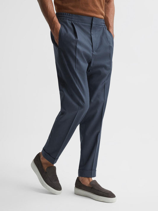 Reiss Trousers | Brighton Pleat Front Trousers Airforce Blue - Men