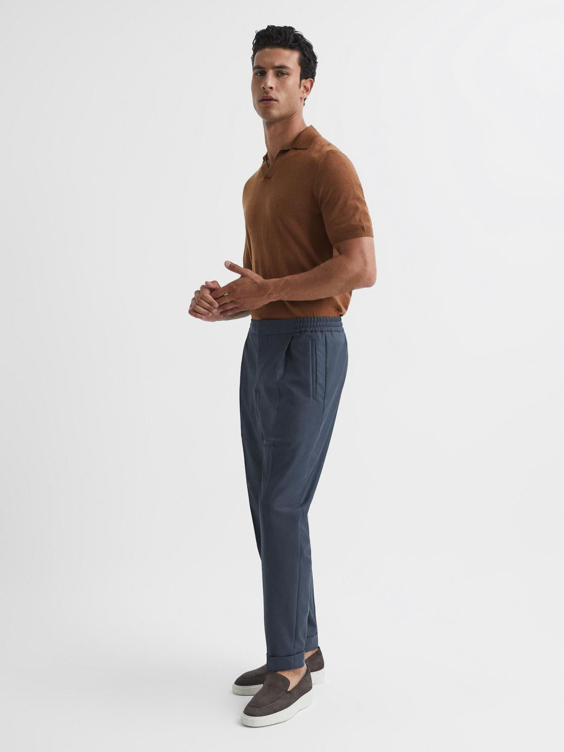 Reiss Trousers | Brighton Pleat Front Trousers Airforce Blue - Men