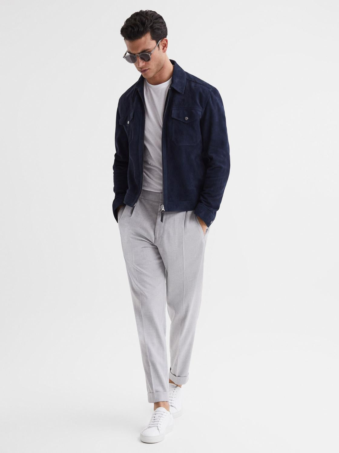 Reiss Trousers | Brighton Pleat Front Trousers Airforce Blue - Men