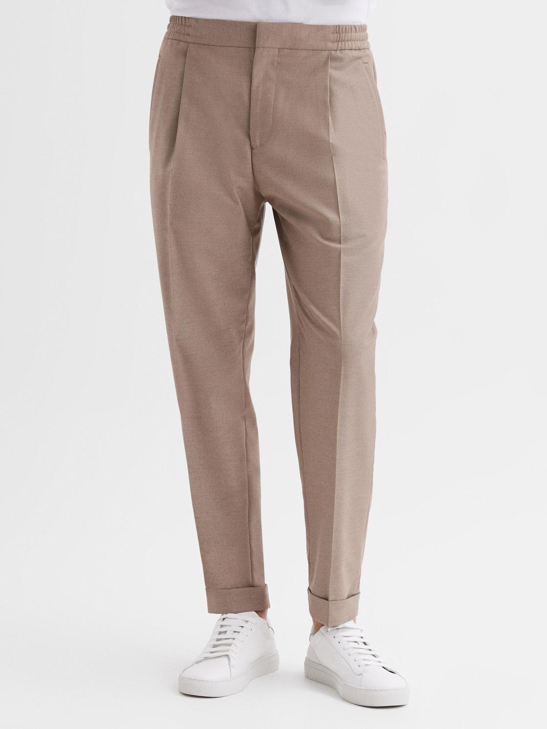 Reiss Trousers | Brighton Pleat Front Trousers Fawn - Men
