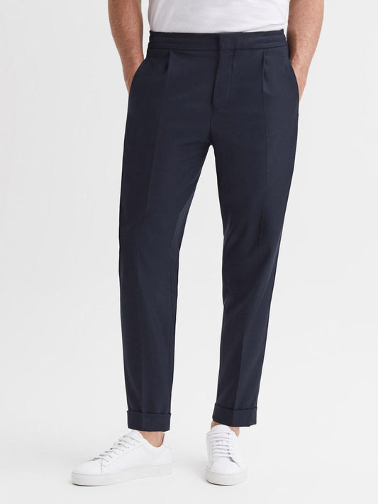 Reiss Trousers | Brighton Pleat Front Trousers Navy - Men