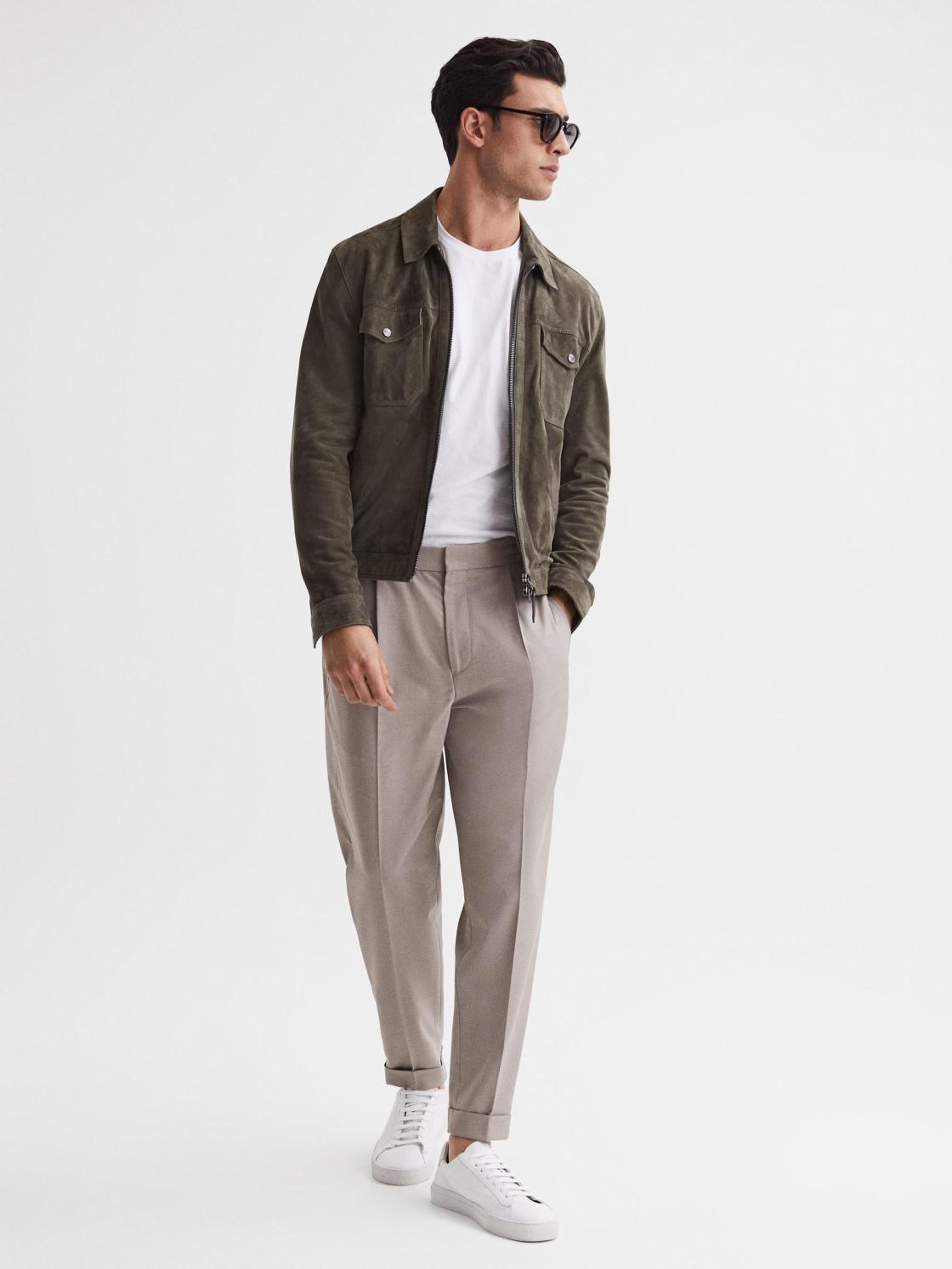 Reiss Trousers | Brighton Pleat Front Trousers Oatmeal Melange - Men