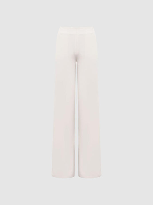 Reiss Trousers | Carlie Mid Rise Wide Leg Trousers Cream - Women