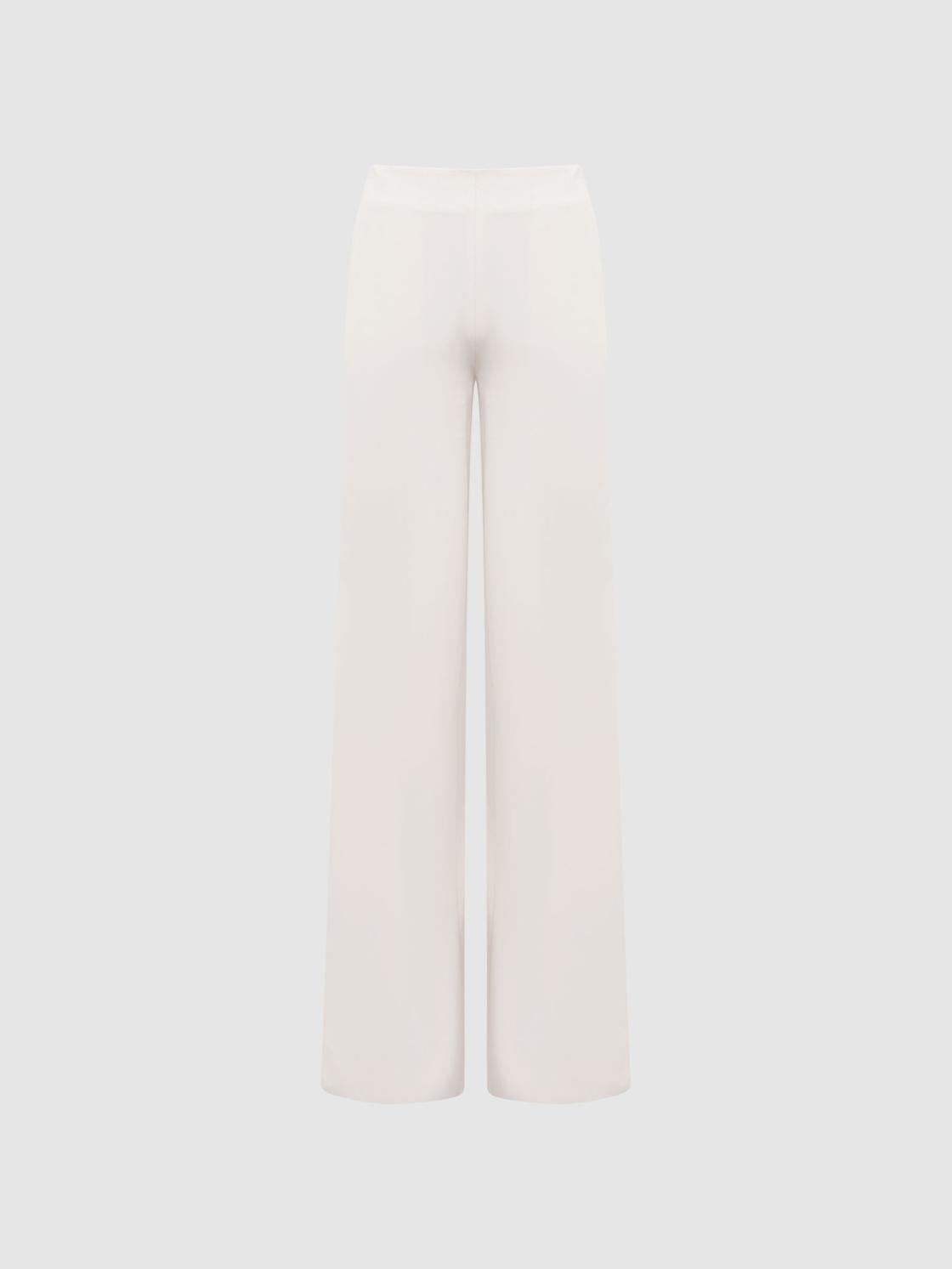 Reiss Trousers | Carlie Mid Rise Wide Leg Trousers Cream - Women