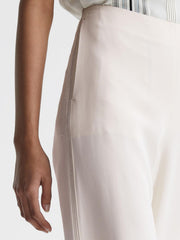 Reiss Trousers | Carlie Mid Rise Wide Leg Trousers Cream - Women