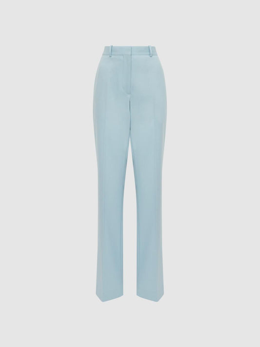 Reiss Trousers | Clara Wide Leg Wool Blend Trousers Blue - Women