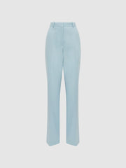 Reiss Trousers | Clara Wide Leg Wool Blend Trousers Blue - Women