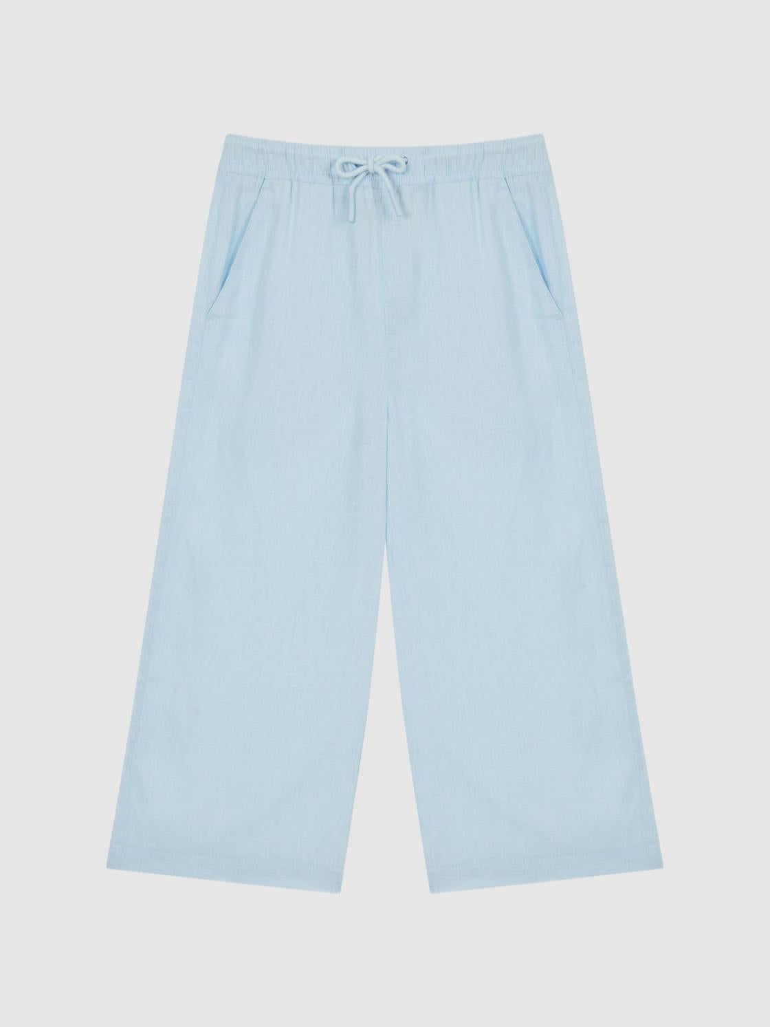 Reiss Trousers | Cleo Linen Drawstring Trousers Ice Blue - Children