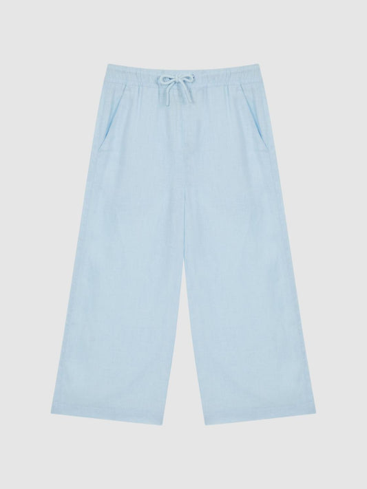 Reiss Trousers | Cleo Linen Drawstring Trousers Ice Blue - Children