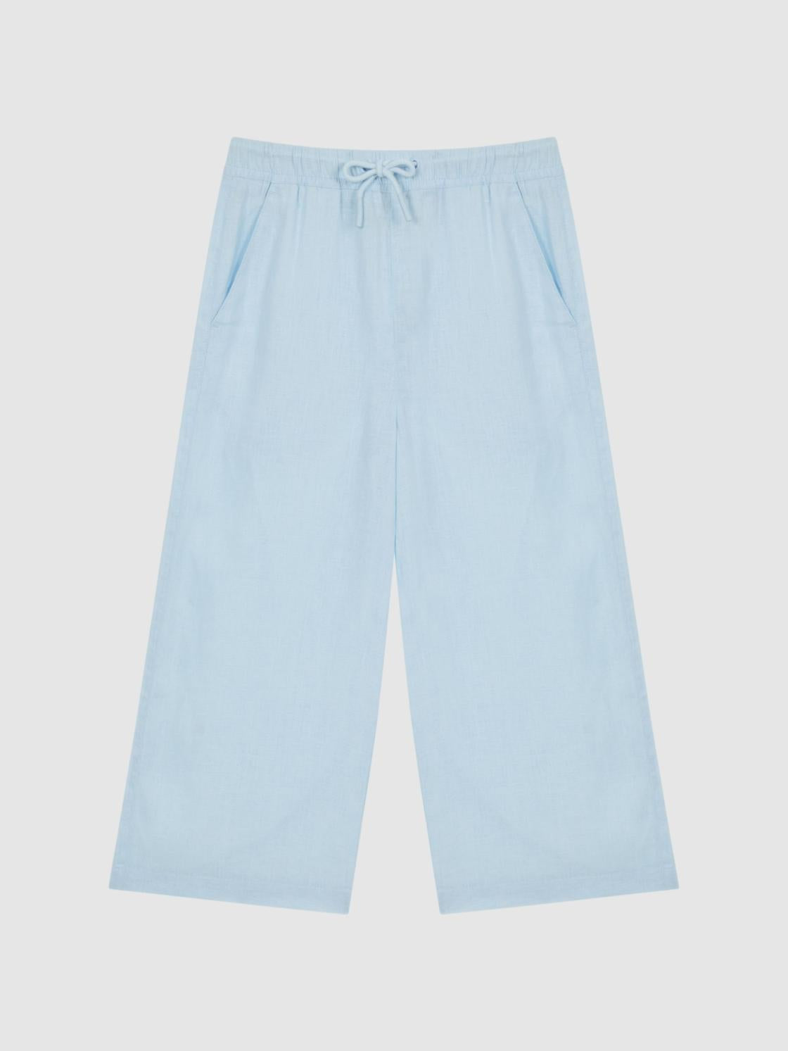 Reiss Trousers | Cleo Linen Drawstring Trousers Ice Blue - Children
