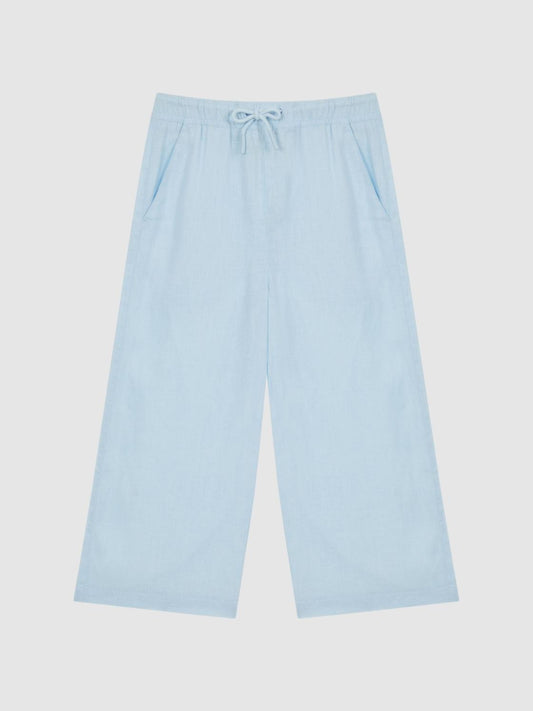 Reiss Trousers | Cleo Linen Drawstring Trousers Ice Blue - Children