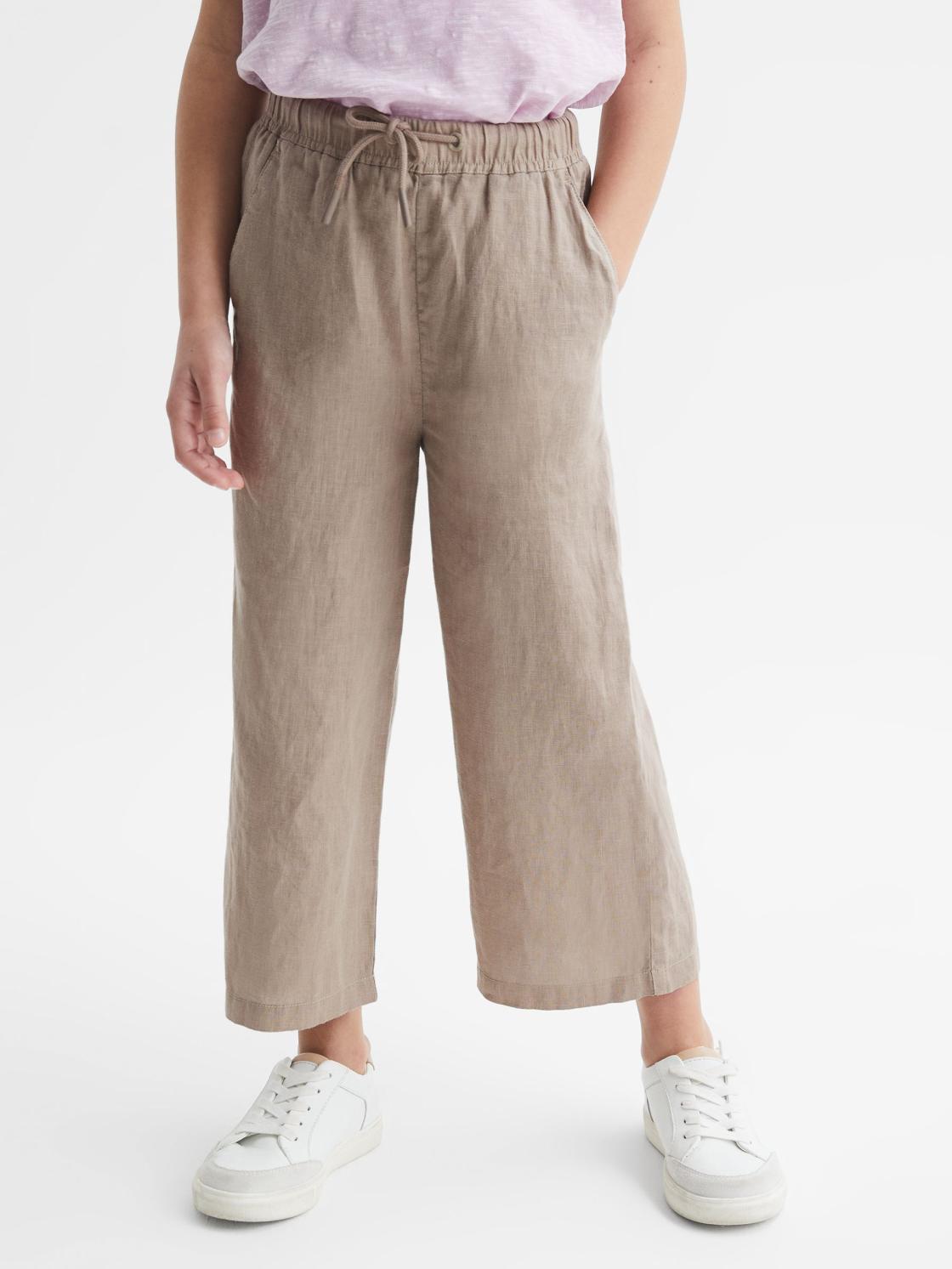 Reiss Trousers | Cleo Linen Drawstring Trousers Mink - Children
