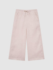 Reiss Trousers | Cleo Linen Drawstring Trousers Soft Pink - Children