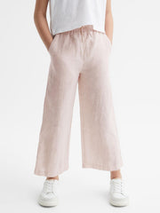 Reiss Trousers | Cleo Linen Drawstring Trousers Soft Pink - Children