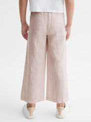 Reiss Trousers | Cleo Linen Drawstring Trousers Soft Pink - Children
