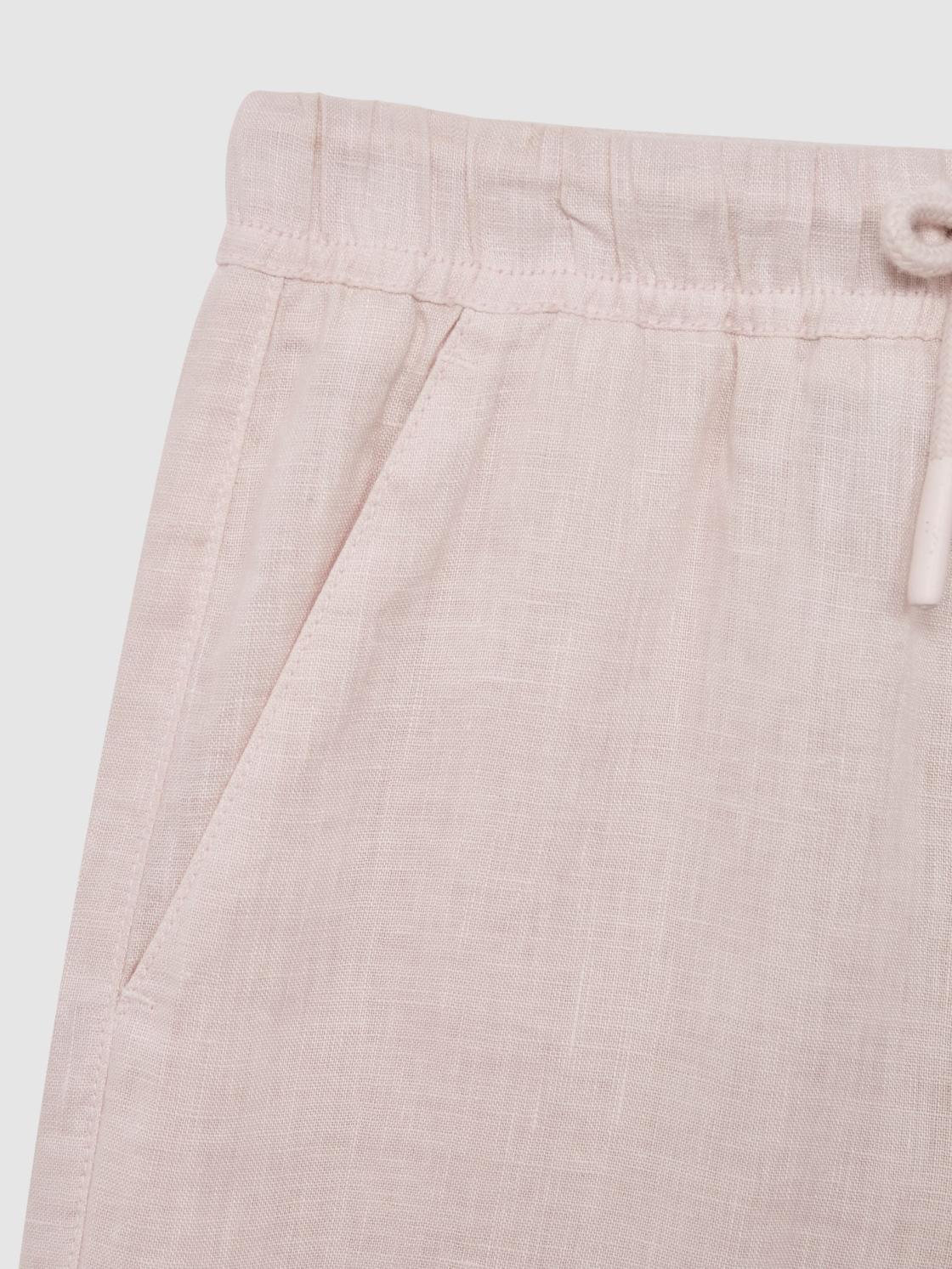 Reiss Trousers | Cleo Linen Drawstring Trousers Soft Pink - Children