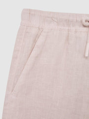 Reiss Trousers | Cleo Linen Drawstring Trousers Soft Pink - Children