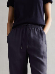 Reiss Trousers | Cleo Linen Wide Leg Drawstring Trousers Mink - Women