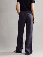 Reiss Trousers | Cleo Linen Wide Leg Drawstring Trousers Mink - Women