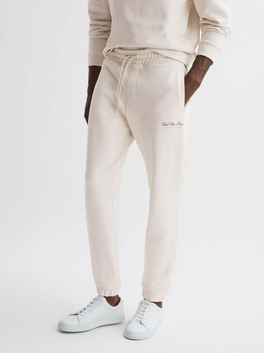 Reiss Trousers | Dawson Reiss | Ché Motif Cotton Drawstring Joggers Off White - Men