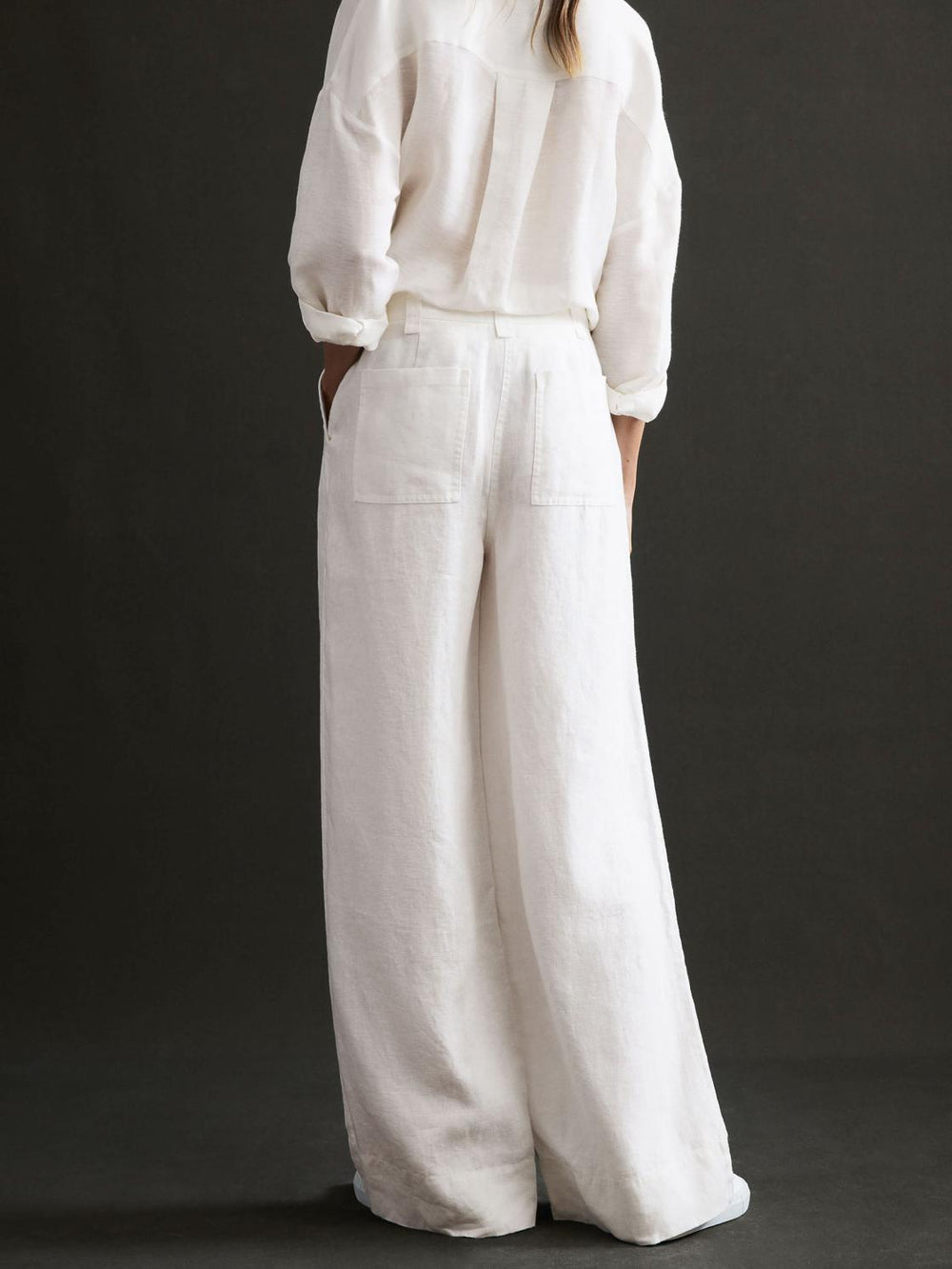 Reiss Trousers | Demi Linen Wide Leg Garment Dyed Trousers White - Women