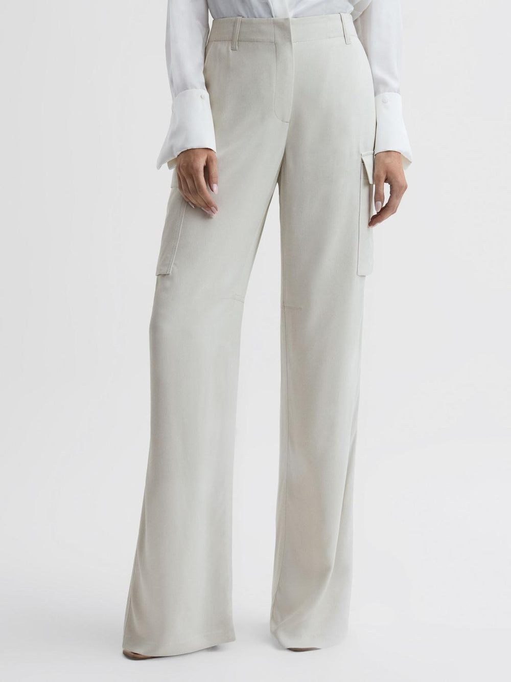 Reiss Trousers | Drew Wide Leg Combat Trousers Neutral - Women