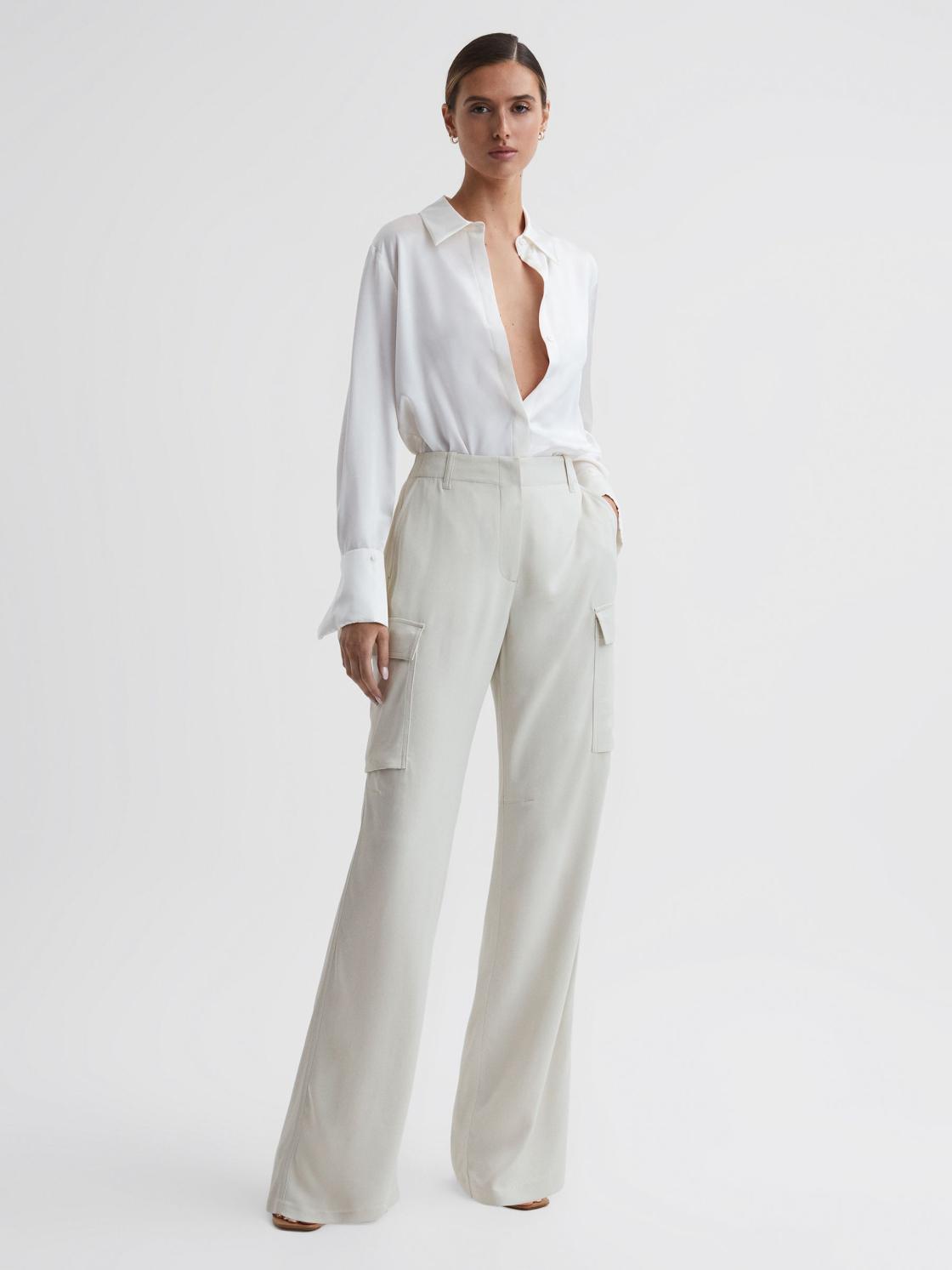 Reiss Trousers | Drew Wide Leg Combat Trousers Neutral - Women