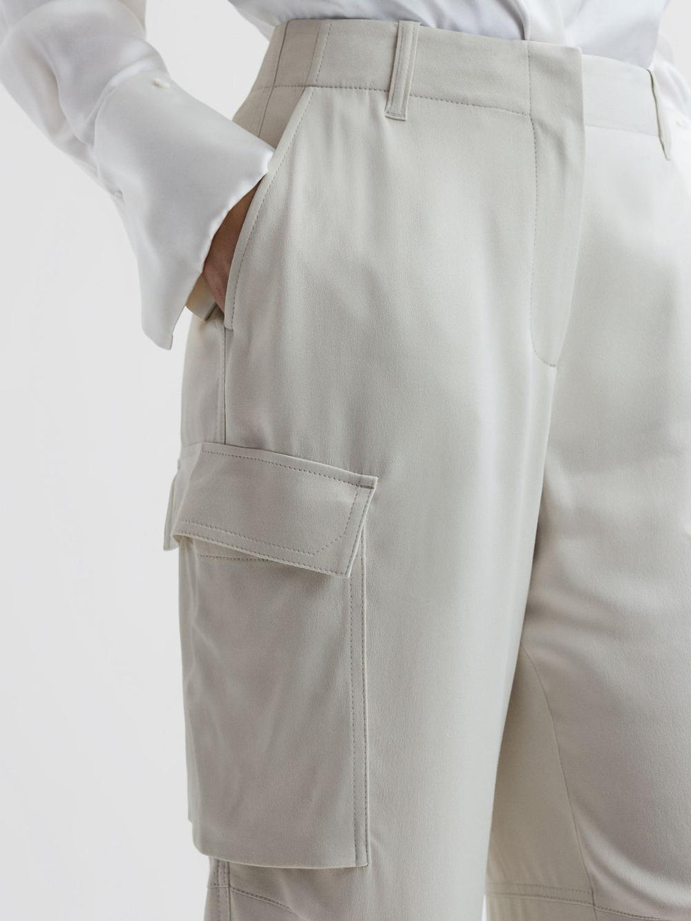 Reiss Trousers | Drew Wide Leg Combat Trousers Neutral - Women