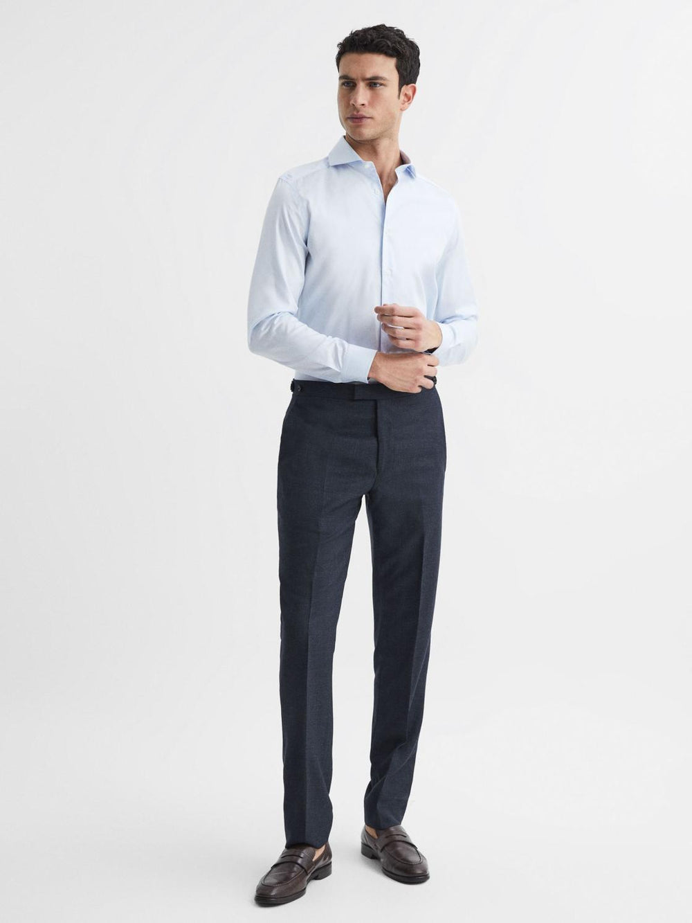 Reiss Trousers | Dunn Textured Slim Fit Trousers Navy - Men